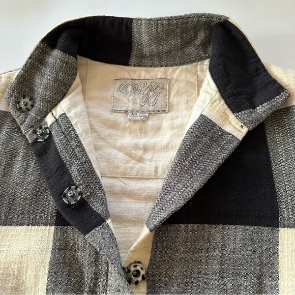 ACE & JIG DOMINO BLACK WHITE YELLOW CHECK BOMBER JACKET XS - Picture 9 of 16